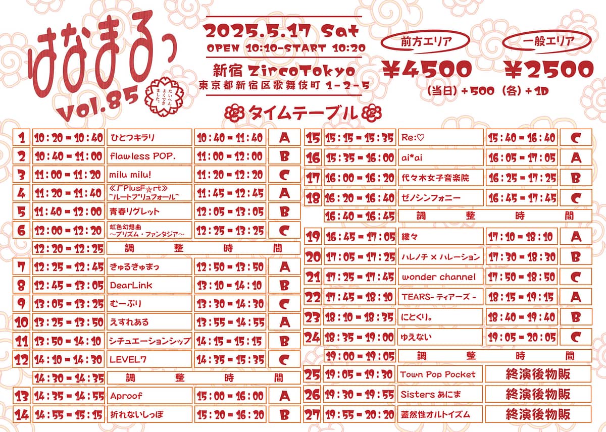 はなまるっ Vol.85 @ 新宿Zirco Tokyo